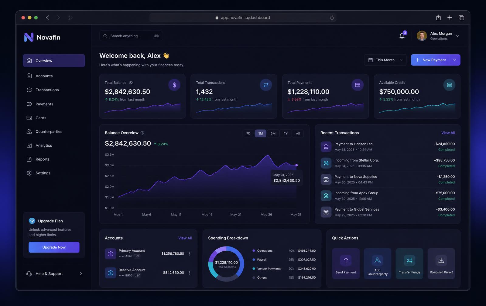 Novafin — Fintech / SaaS website concept
